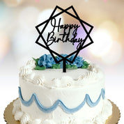 Happy Birthday Cake Topper  with squares option black