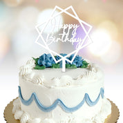 Happy Birthday Cake Topper  with squares option white