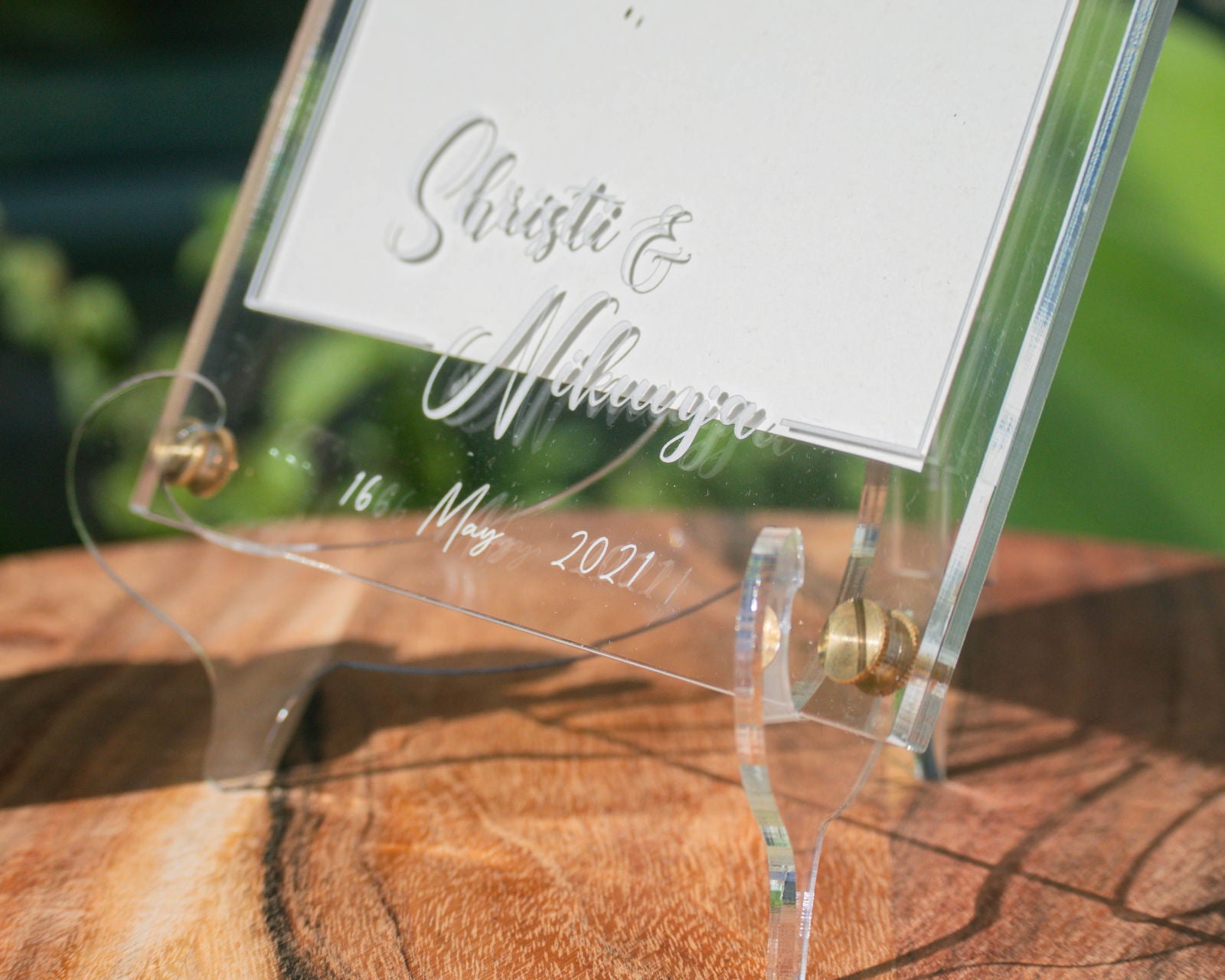 His & Hers Picture Frame sample on top of table close-up