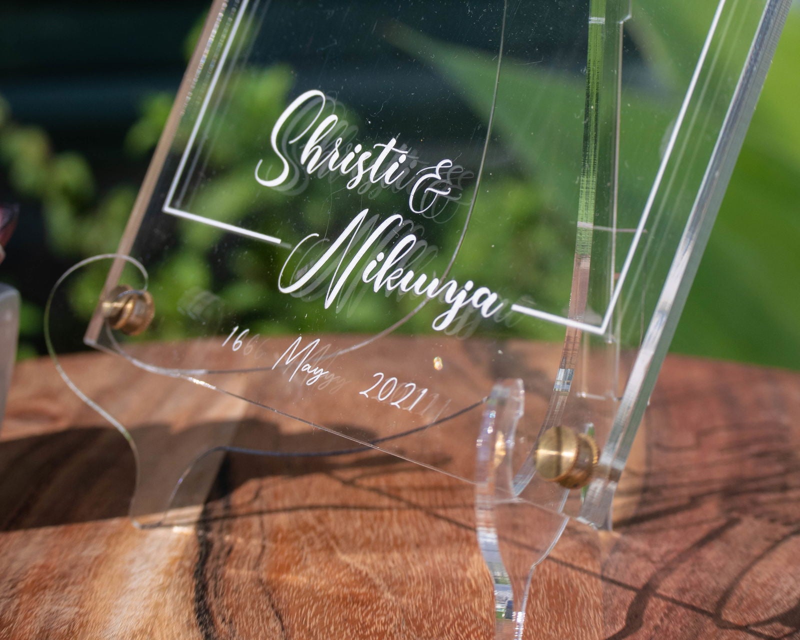 His & Hers Picture Frame sample on top of table close-up of texts