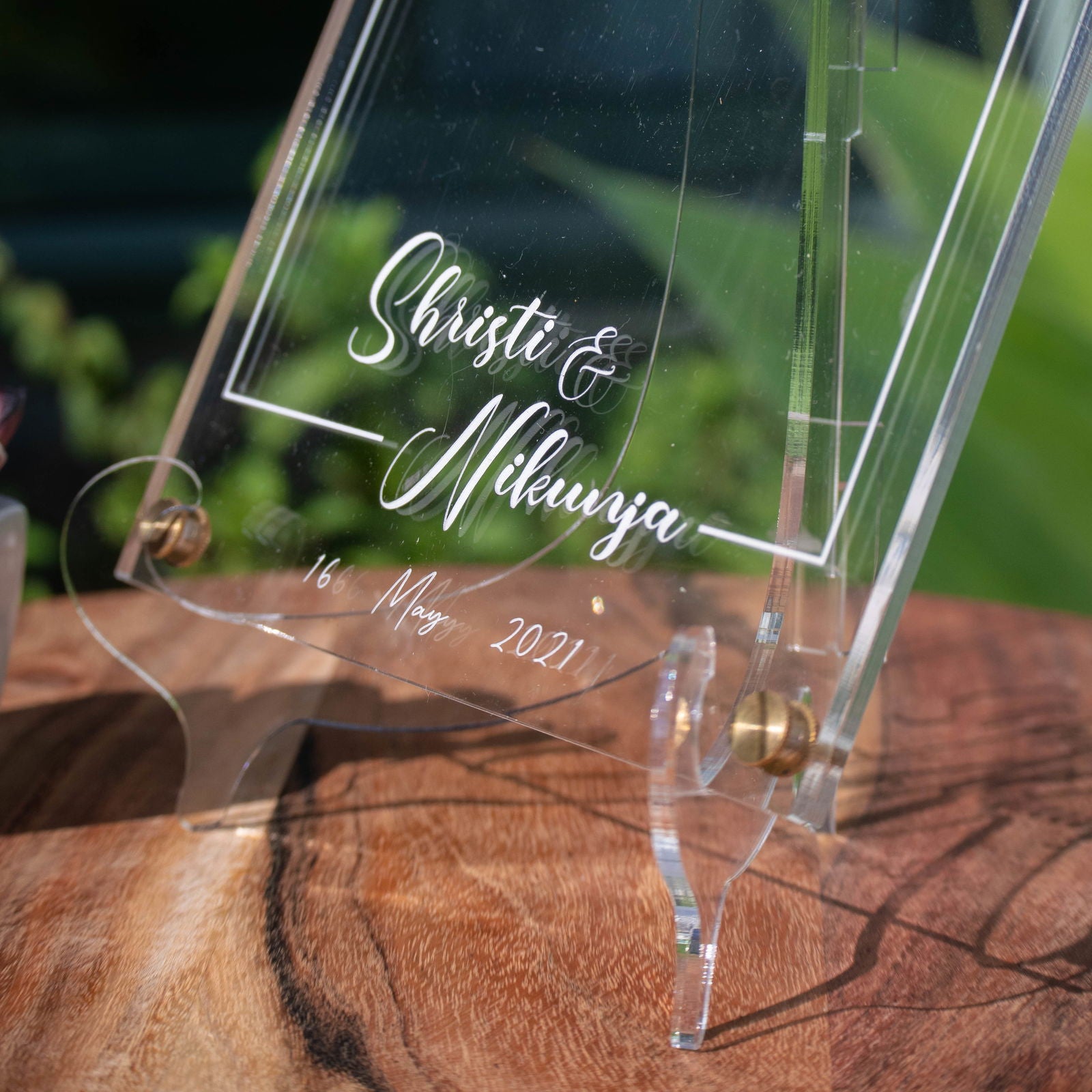 His & Hers Picture Frame sample on top of table close-up of texts