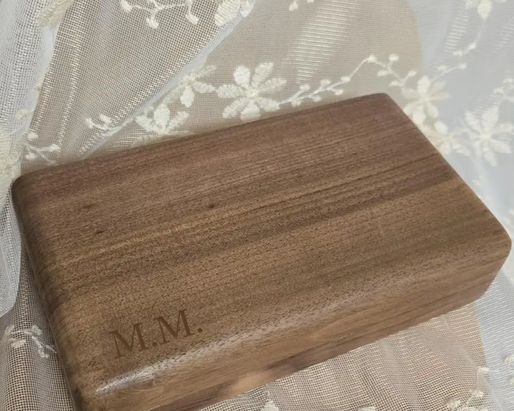 Jewellery Box Walnut with bottom left engraving