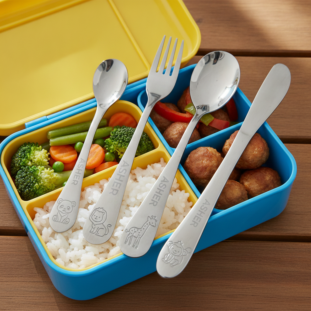 Personalised Kids’ Animal Cutlery Set (4-Piece) - Animal