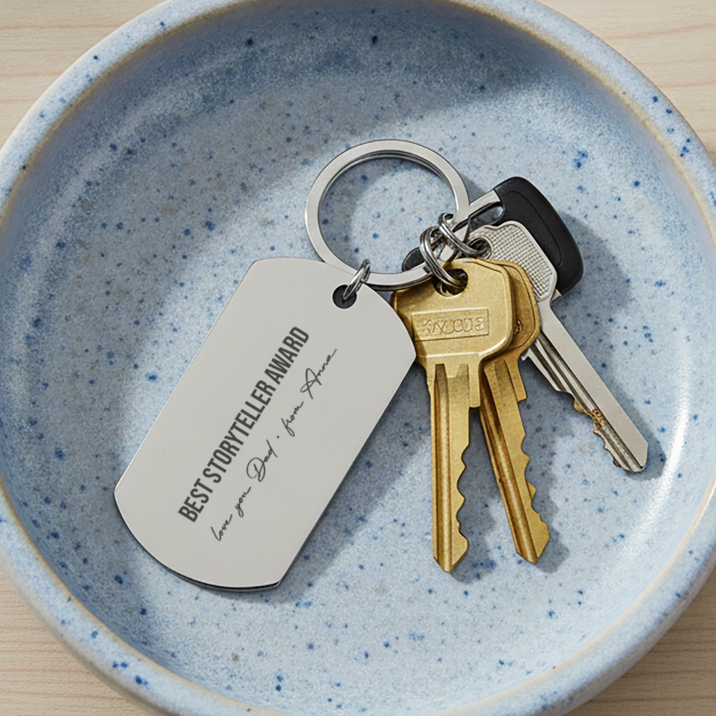 Personalised Stainless Steel Keyring - Father's Day Gift for Dad