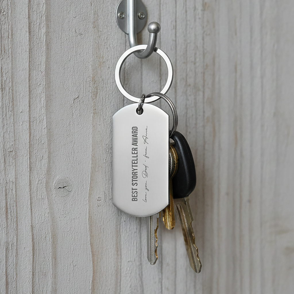 Personalised Stainless Steel Keyring - Father's Day Gift for Dad