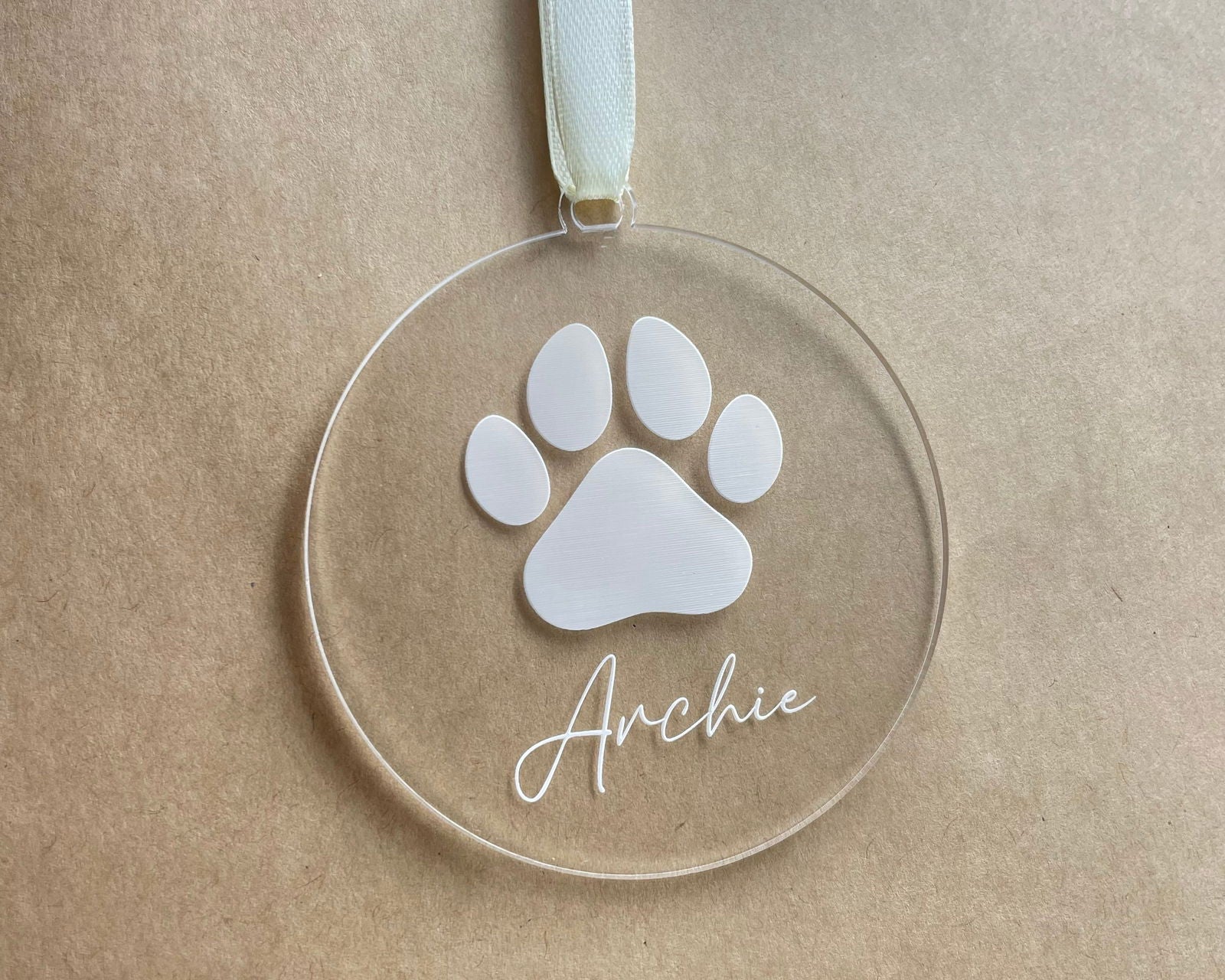 Mirror Christmas Pet Bauble sample archie clear acrylic