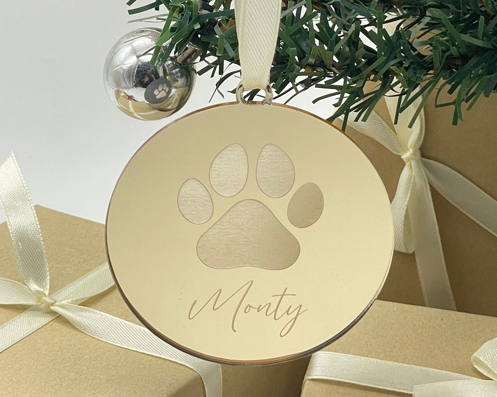 Mirror Christmas Pet Bauble sample monty