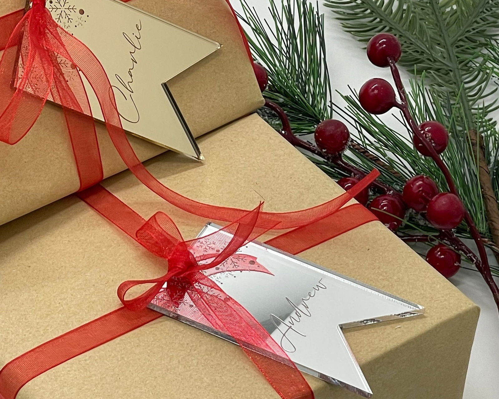 Mirror Name Gift Tag (Set of 3) samples gold and silver