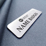 Name Badge (Glazed) white background with back text sample