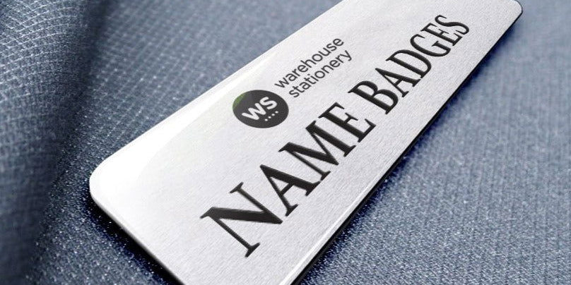 Name Badge (Glazed) white background with back text sample