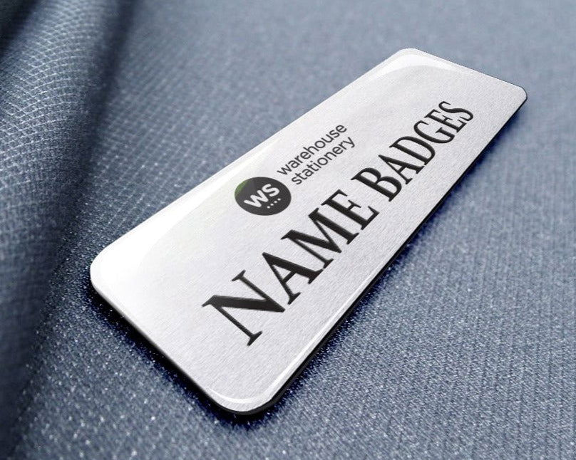 Name Badge (Glazed) white background with back text sample