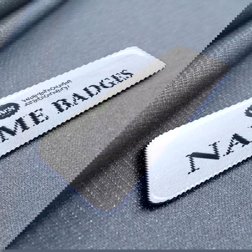 Name Badge (Glazed) white background with back text sample