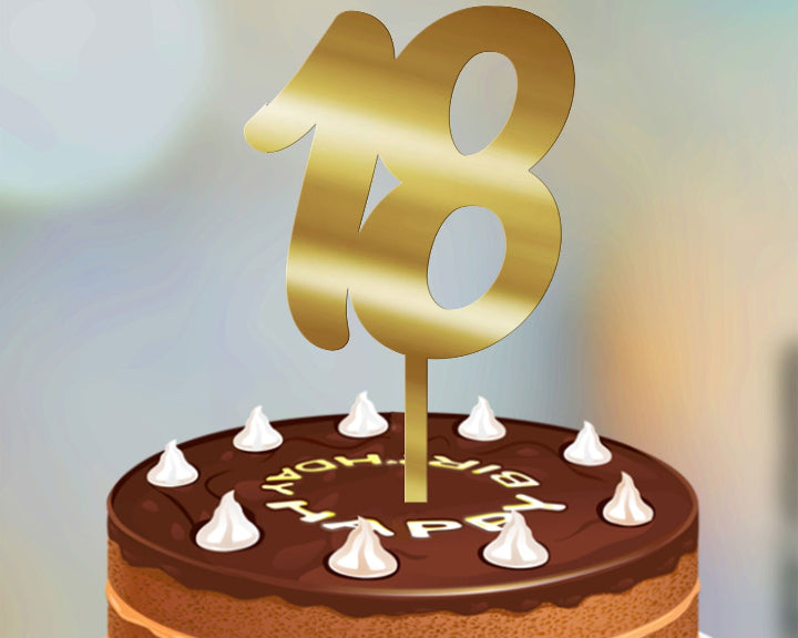 Numbers Cake Topper font 3 gold