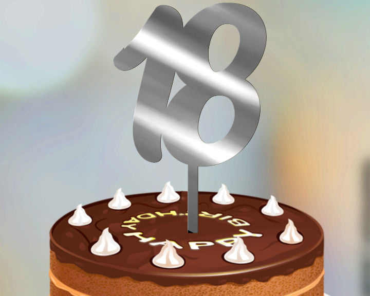 Numbers Cake Topper font 3 silver