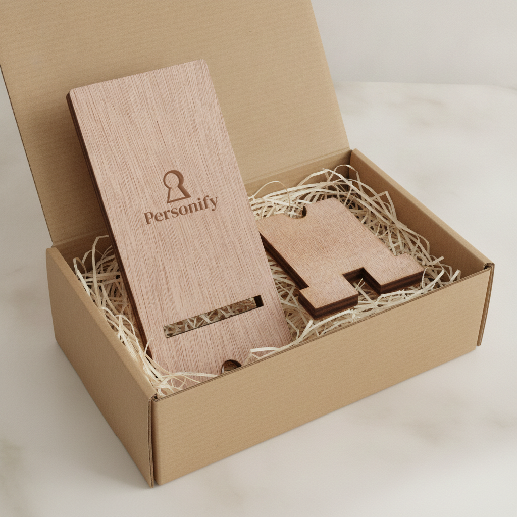 Corporate Wooden Phone Stand Holder with Custom Logo