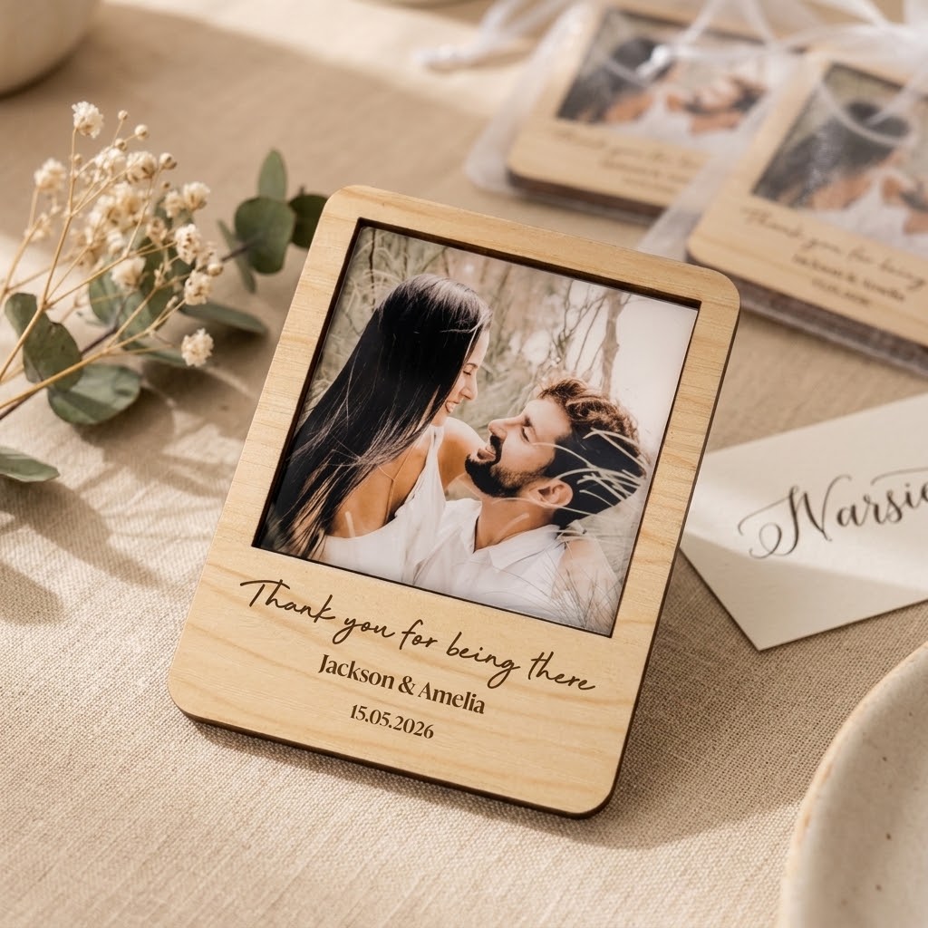 Personalised Photo Fridge Magnet Wedding Favour & Bridal Party Gift