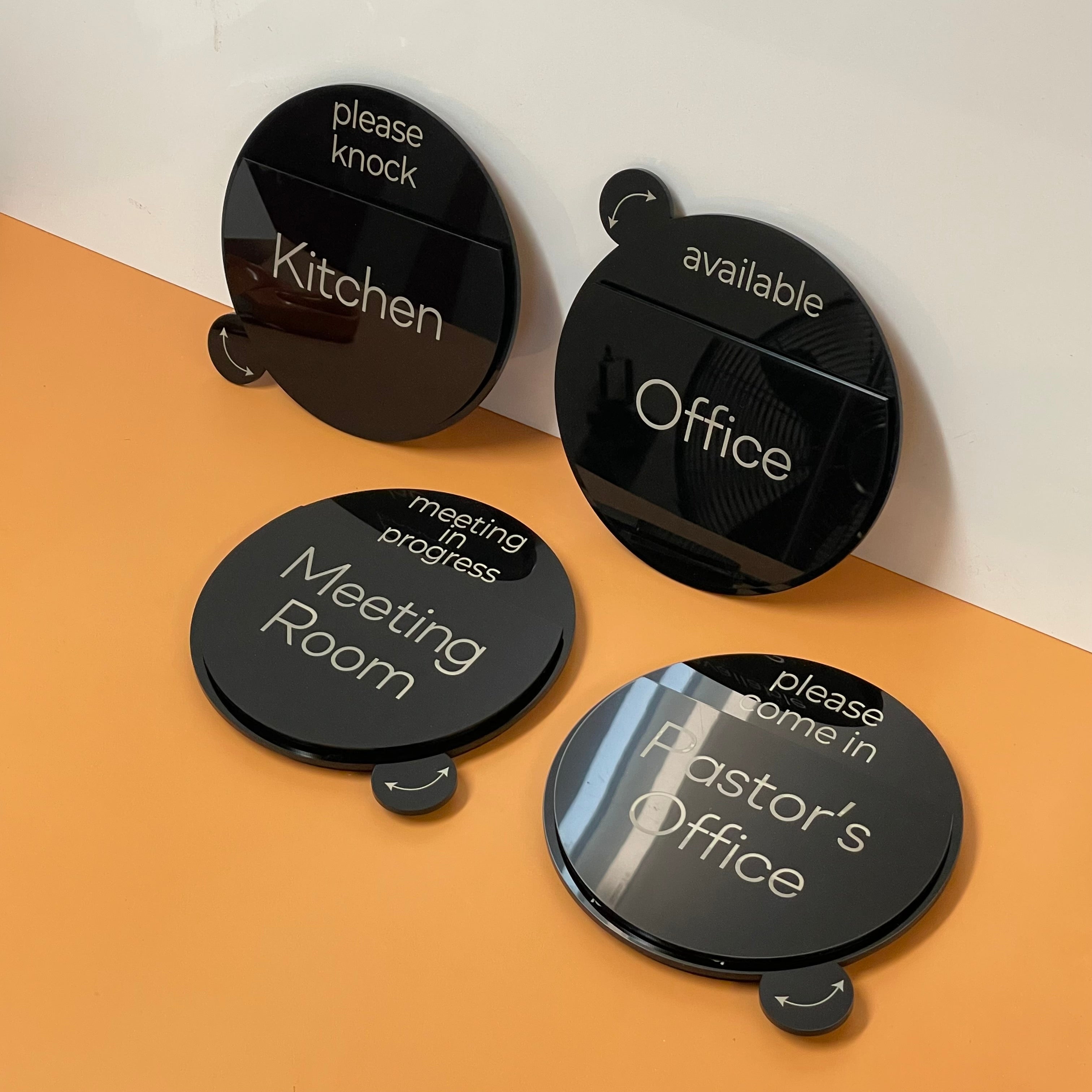 Rotating Meeting Room Door Sign