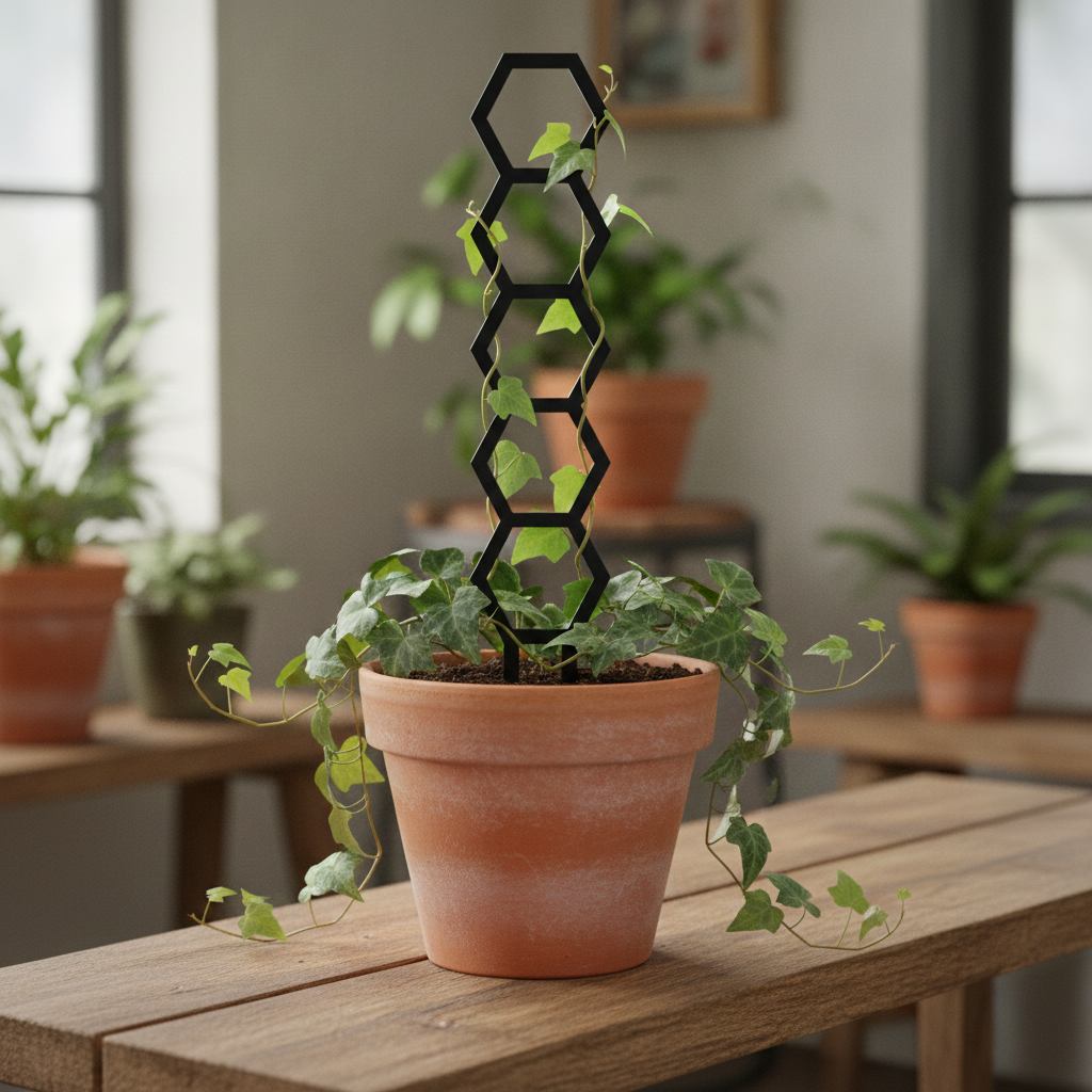 Honeycomb Pattern Plant Trellis for Decorative Plant Support