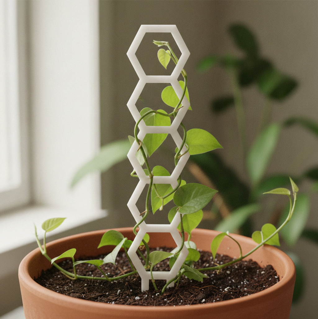 Honeycomb Pattern Plant Trellis for Decorative Plant Support