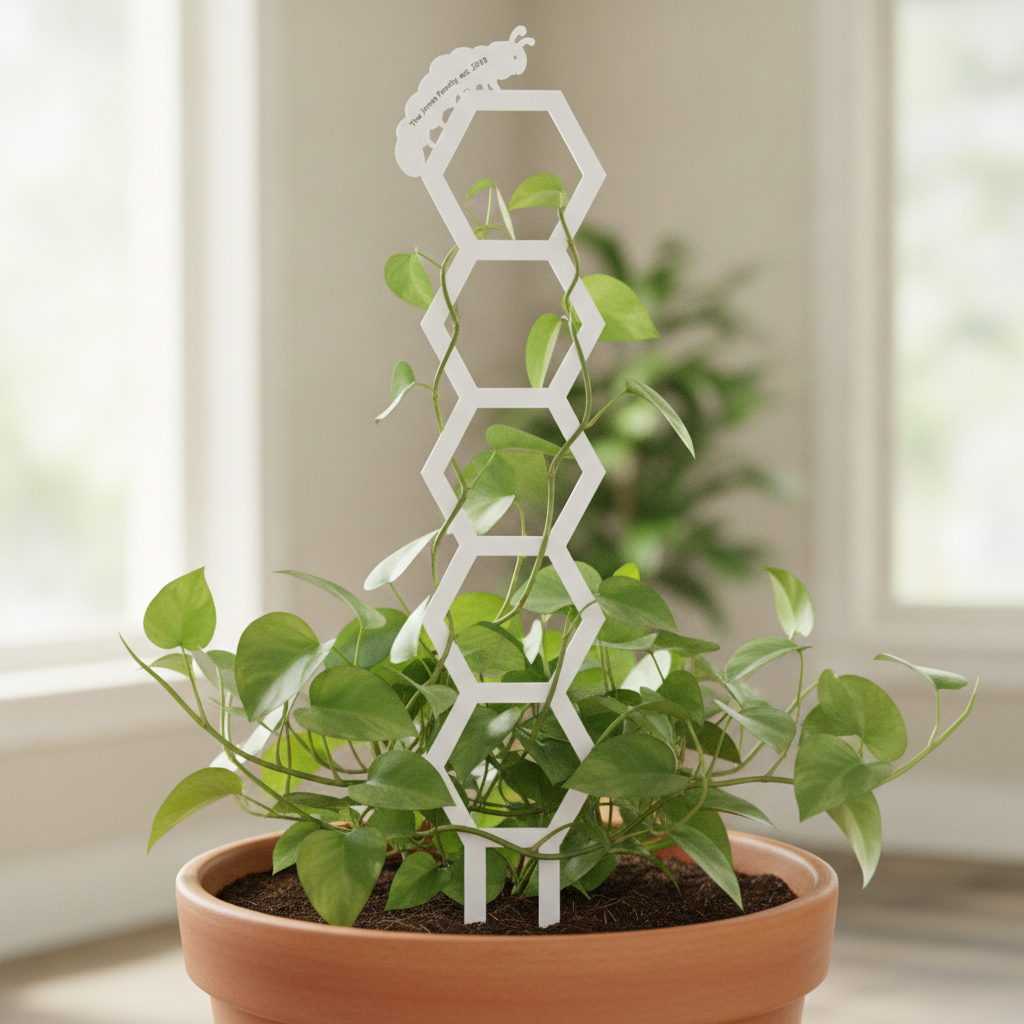 Honeycomb Pattern Plant Trellis with Personalised Message