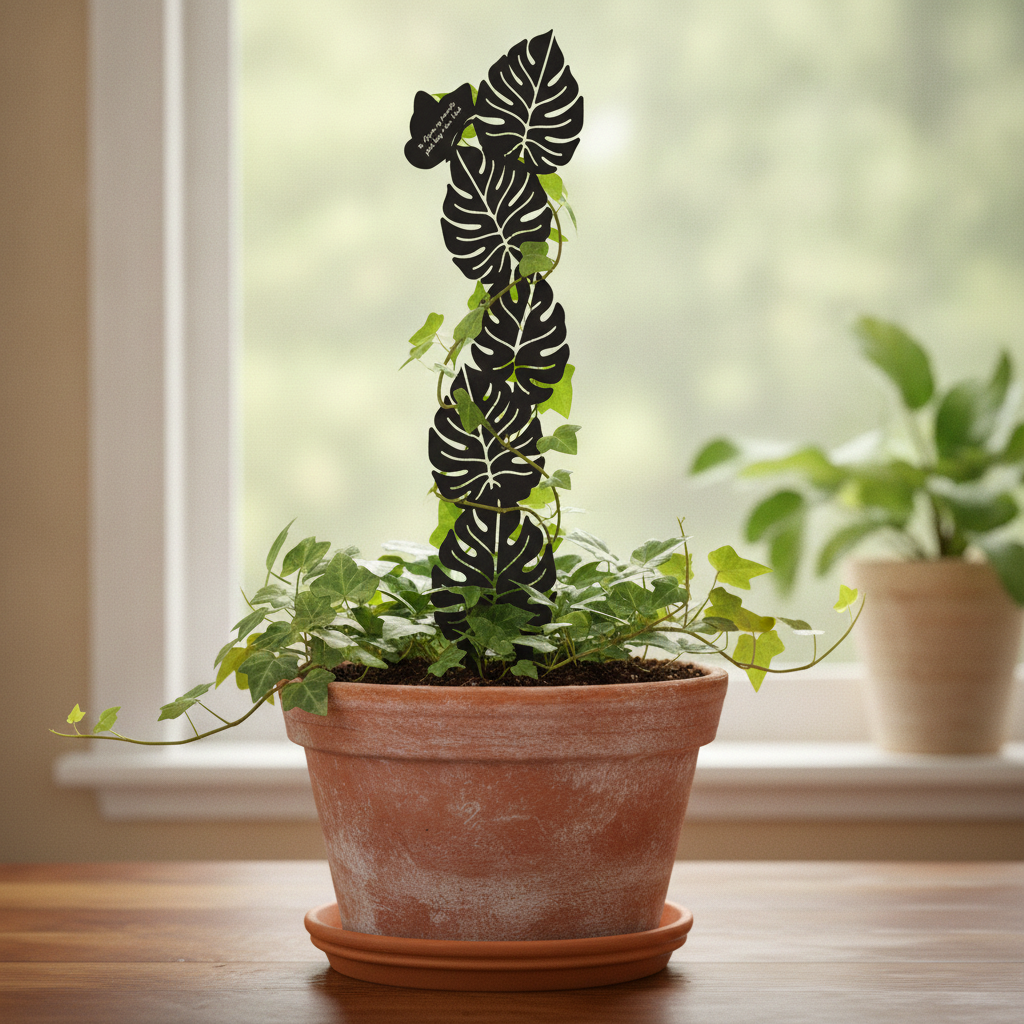 Monstera Leaf Plant Trellis with Personalised Message