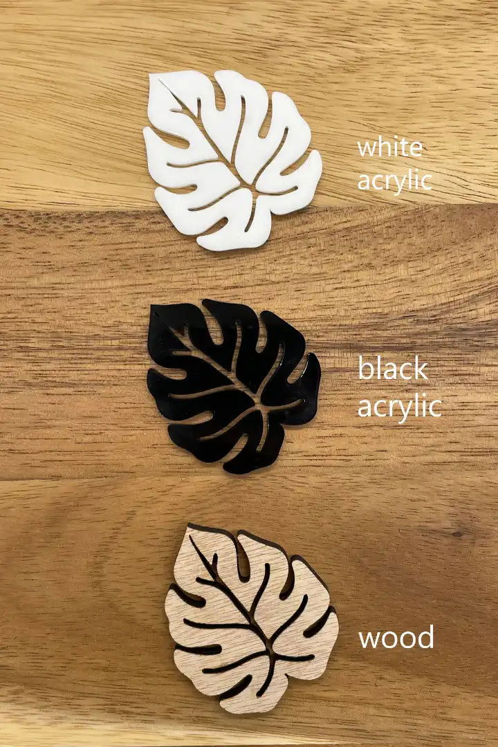 Plant Trellis leaf artwork showing 3 materials sample