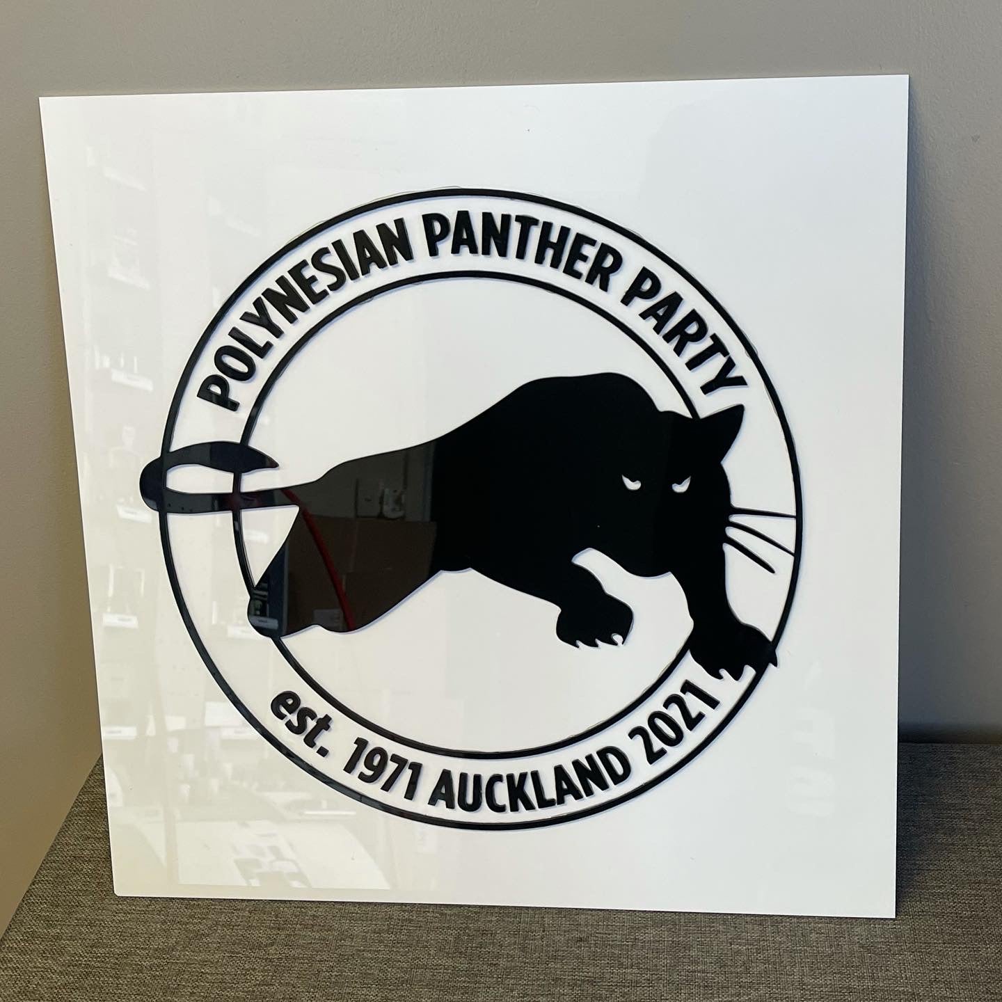 Polynesian Panther Party Brand Sign front view