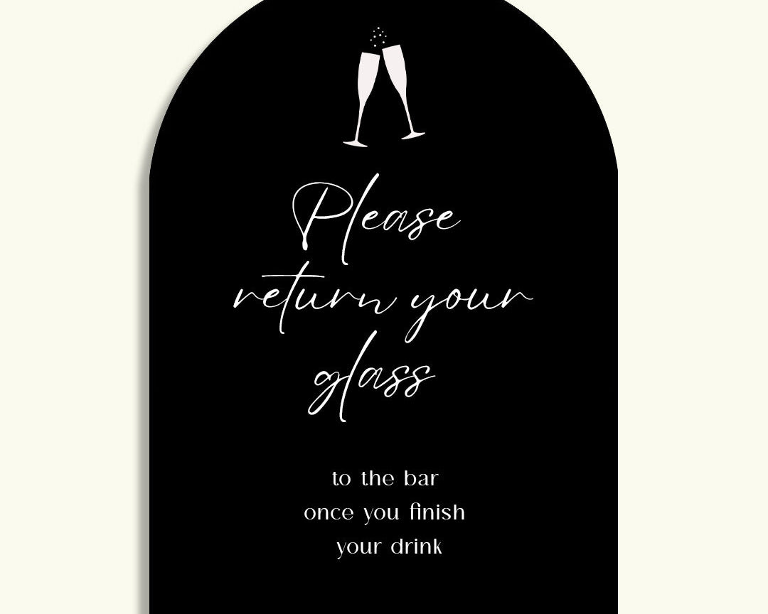 Return Your Glass Arch Sign sample black acrylic