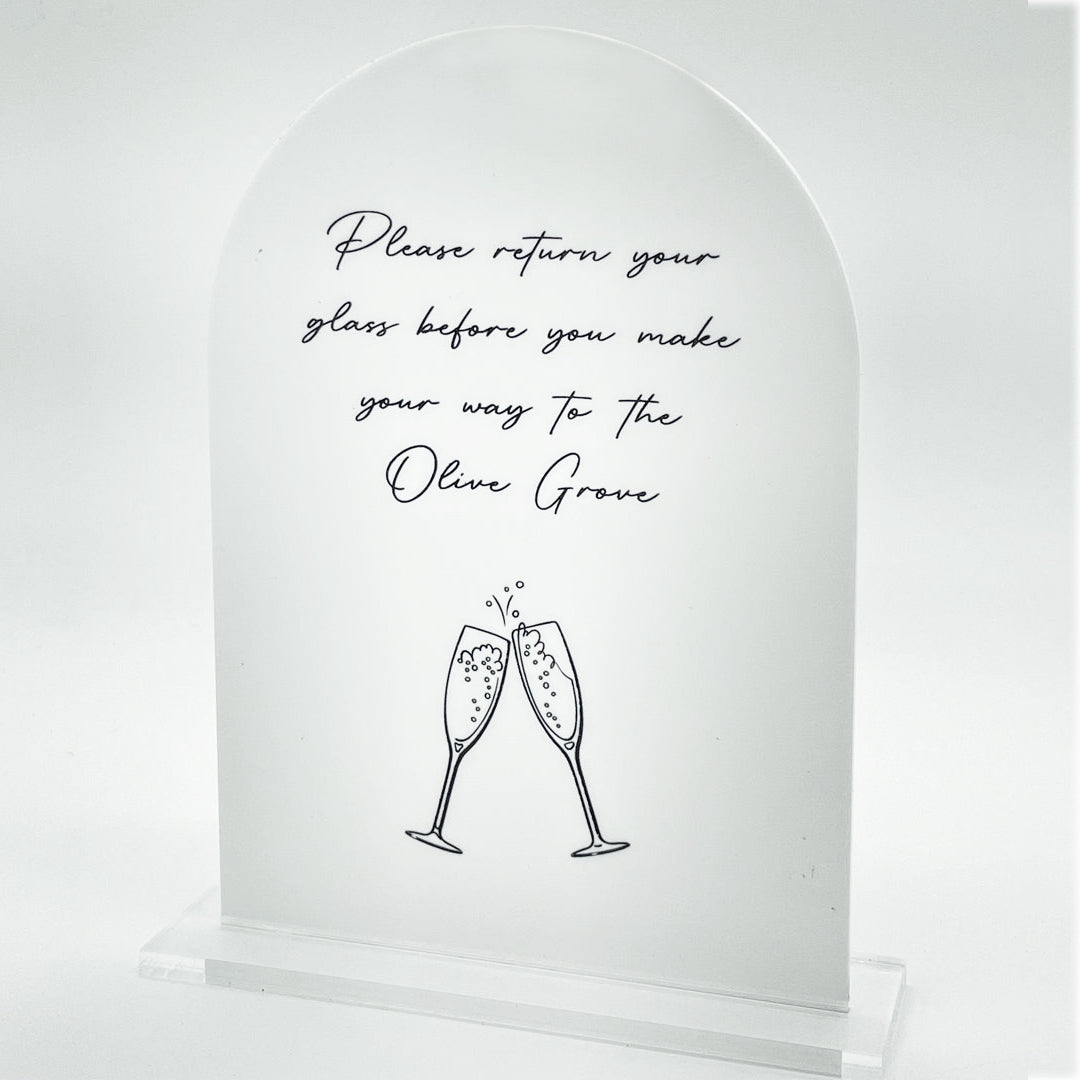 Return Your Glass Acrylic Arch Sign | By Personify
