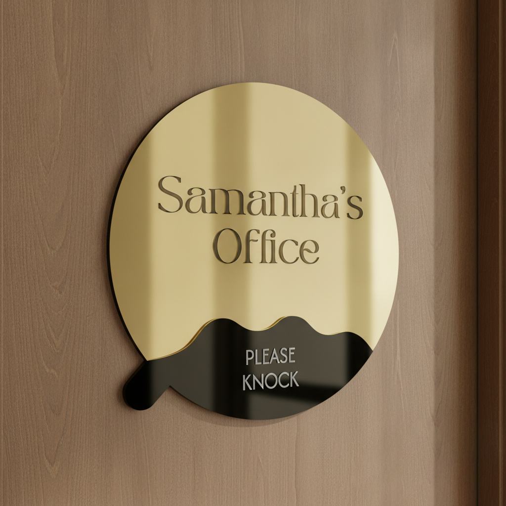 Rotating Meeting Room Door Sign - Gold Mirror Acrylic