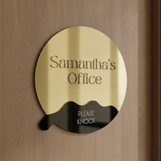 Rotating Meeting Room Door Sign - Gold Mirror Acrylic