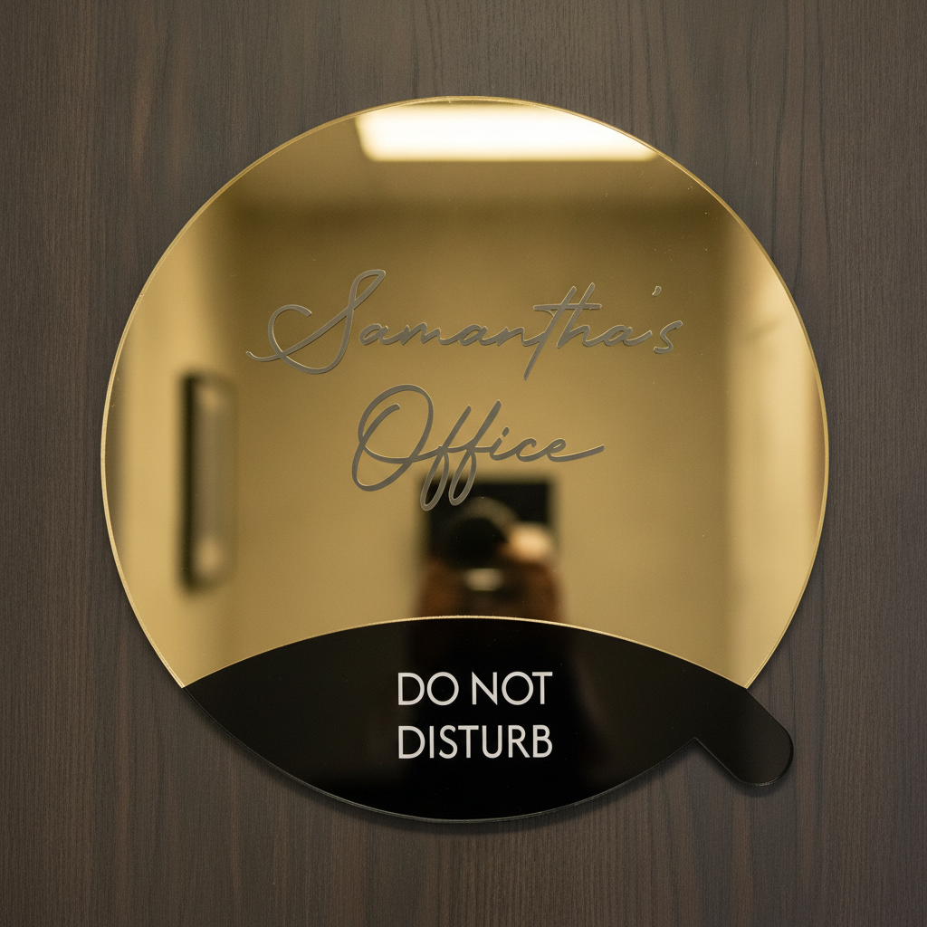 Rotating Meeting Room Door Sign - Gold Mirror Acrylic