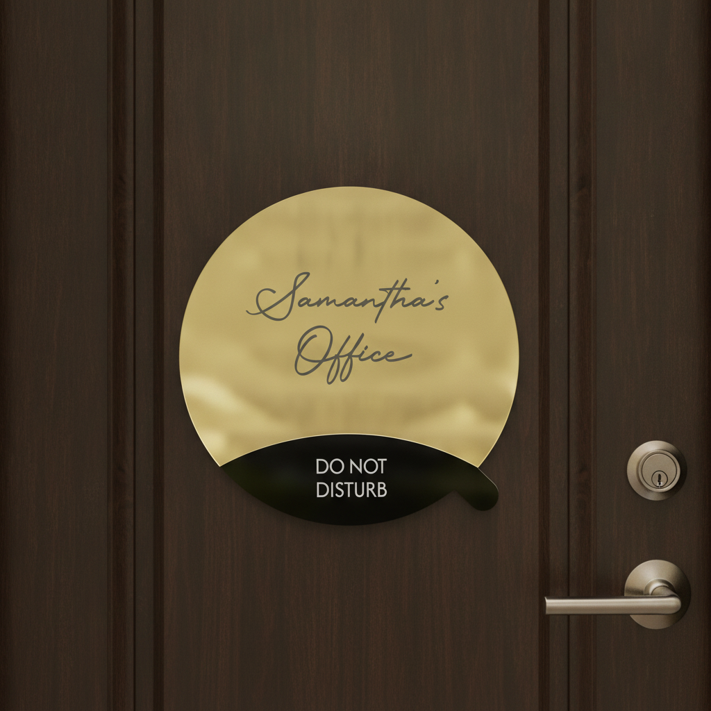 Rotating Meeting Room Door Sign - Gold Mirror Acrylic