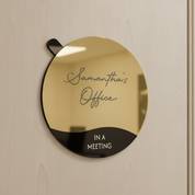 Rotating Meeting Room Door Sign - Gold Mirror Acrylic