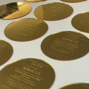 Round Gold Mirror Acrylic Wedding Invitations Layout