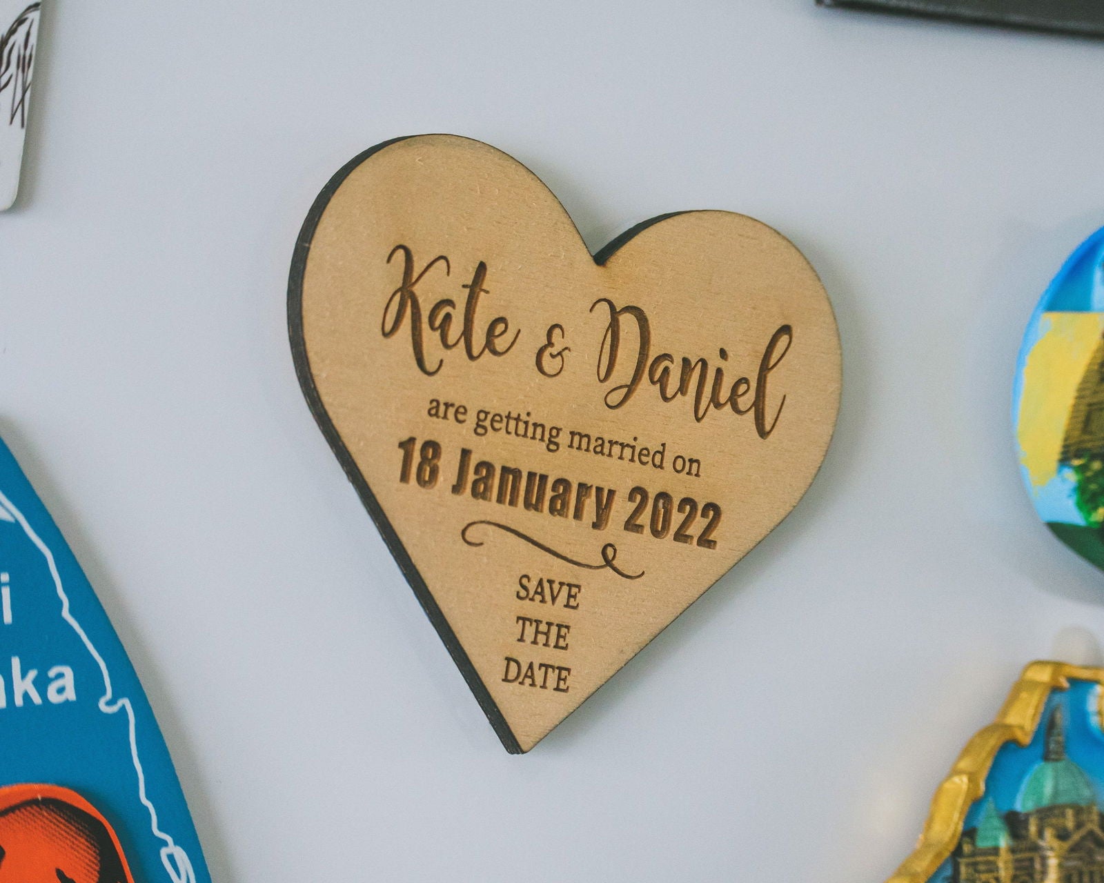 Save The Date Fridge Magnet heart close-up