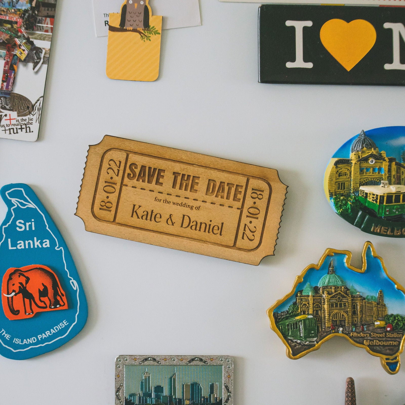 Save The Date Fridge Magnet octagon