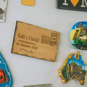 Save The Date Fridge Magnet rectangle close-up