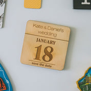 Save The Date Fridge Magnet square close-up 