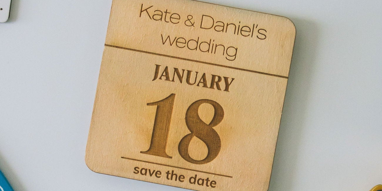 Save The Date Fridge Magnet square close-up 