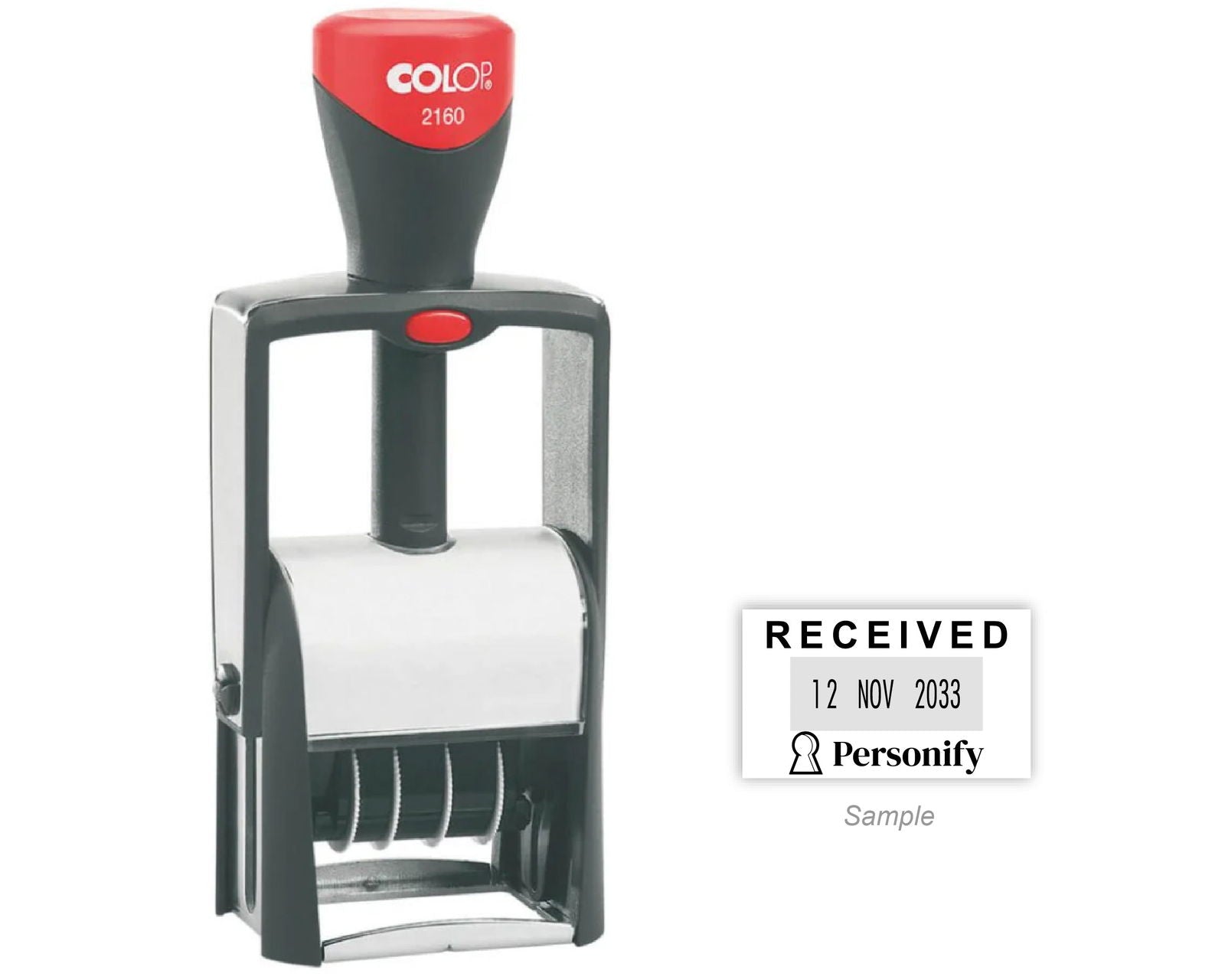 Self-Inking Rubber Stamp - Colop 2160 Dater with sample impression