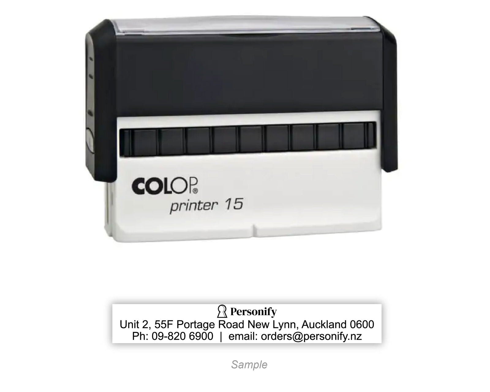 Self-Inking Rubber Stamp - Colop L15  with sample impression