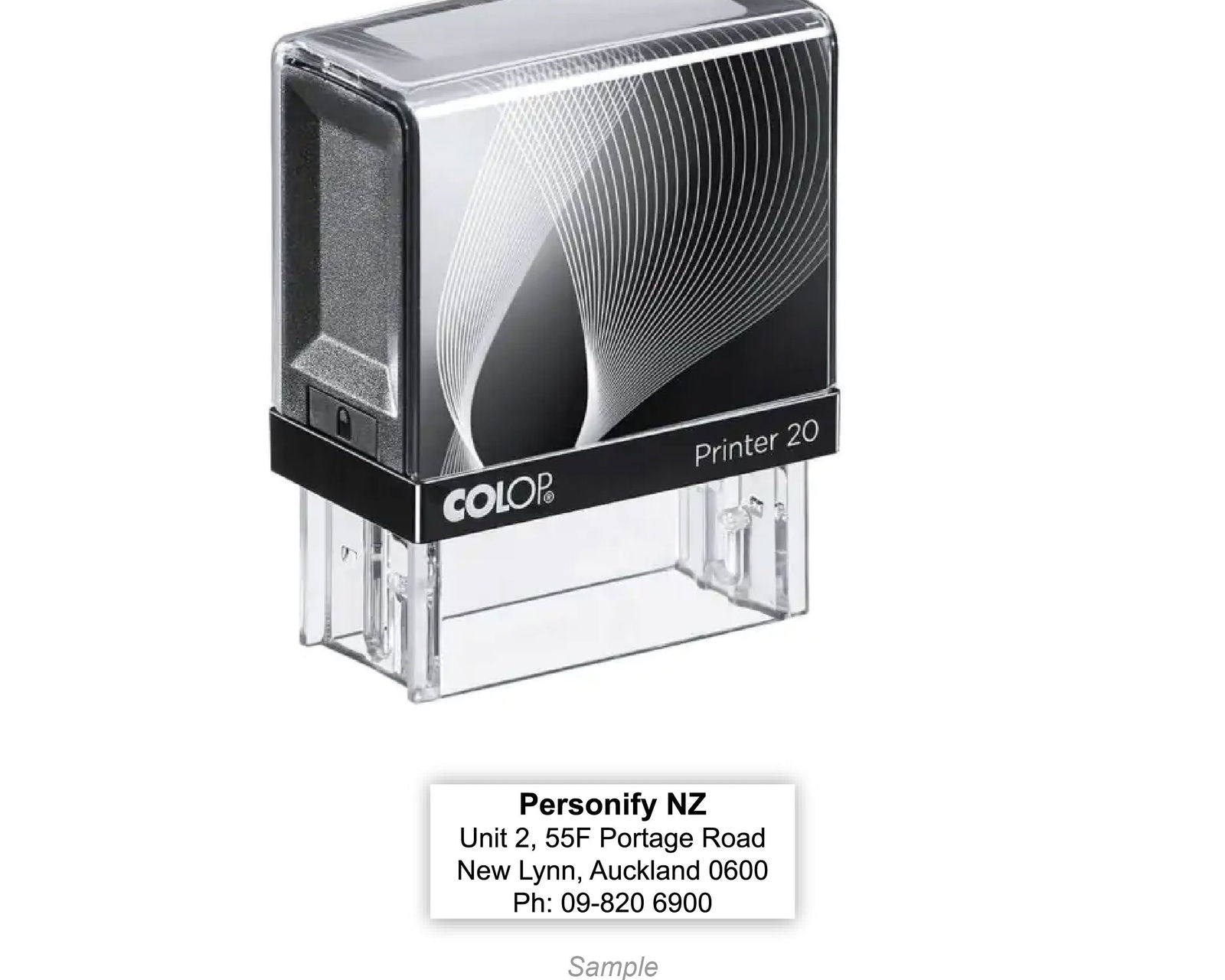 Self-Inking Rubber Stamp - Colop L20 with sample impression