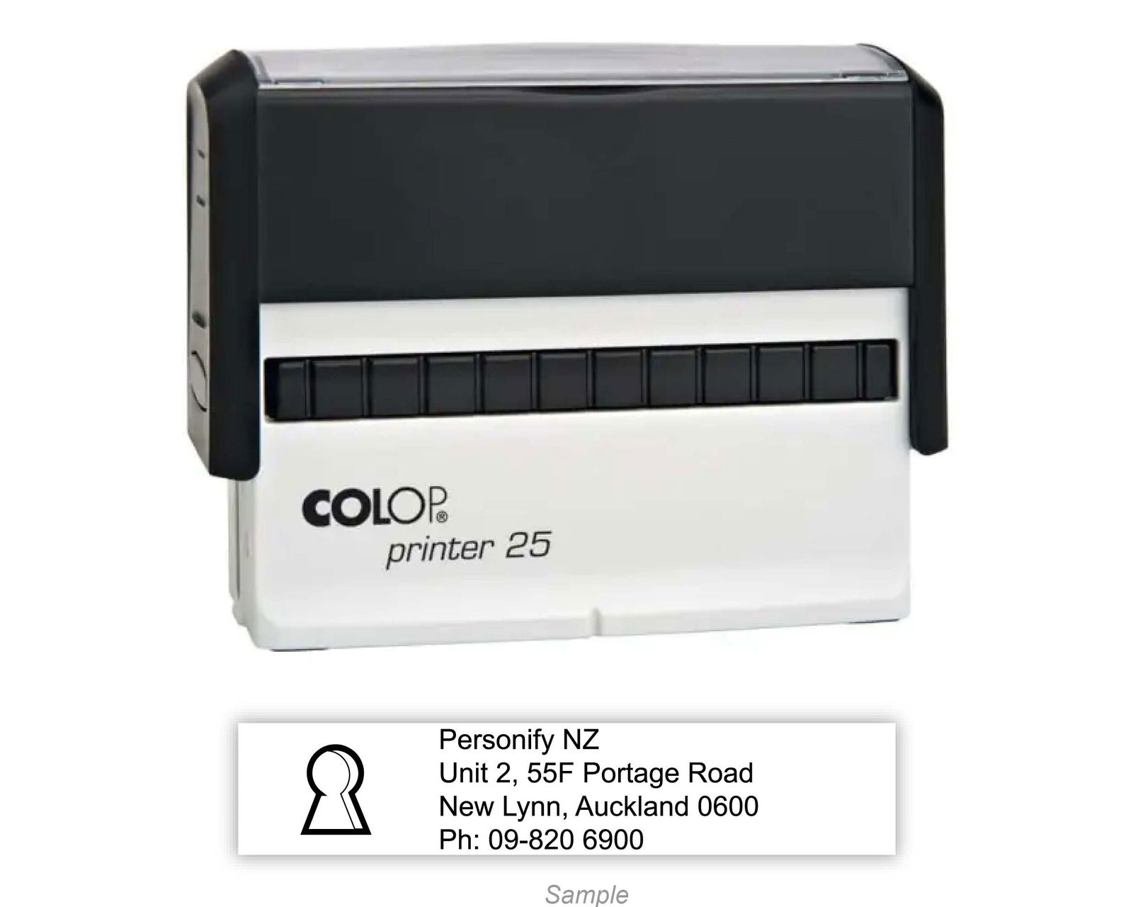 Self-Inking Rubber Stamp - Colop L25  with sample impression