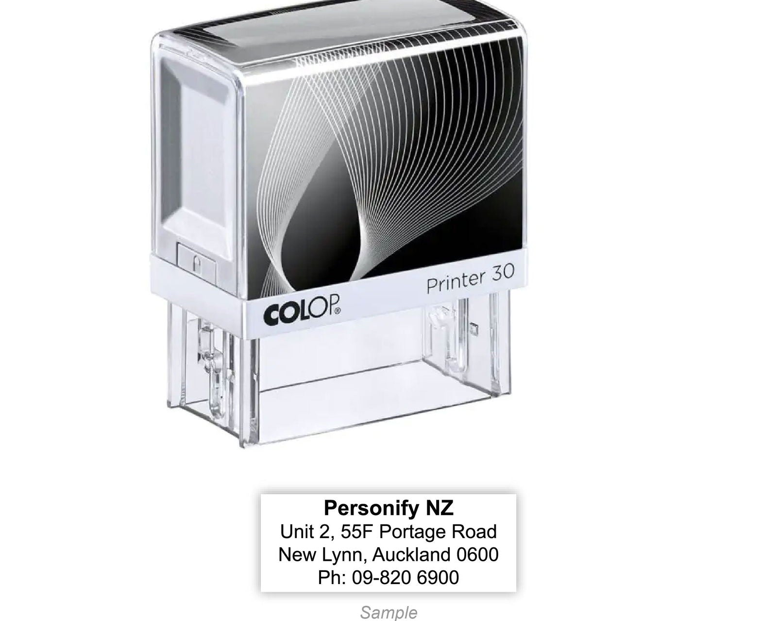 Self-Inking Rubber Stamp - Colop L30 with sample impression