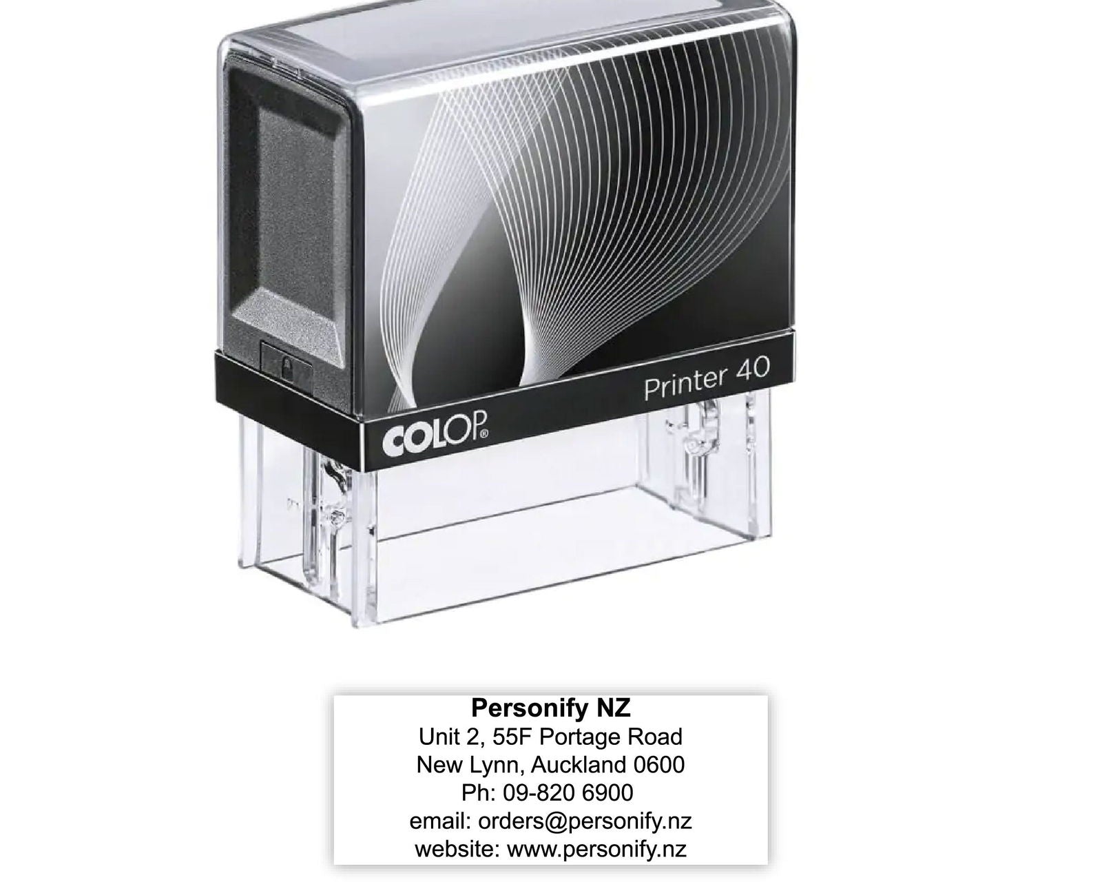 Self-Inking Rubber Stamp - Colop L40 with sample impression
