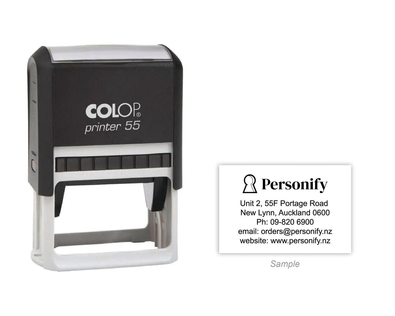 Self-Inking Rubber Stamp - Colop L55 with sample impression