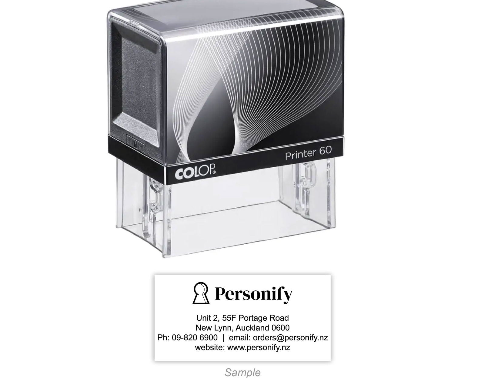 Self-Inking Rubber Stamp - Colop L60 with sample impression