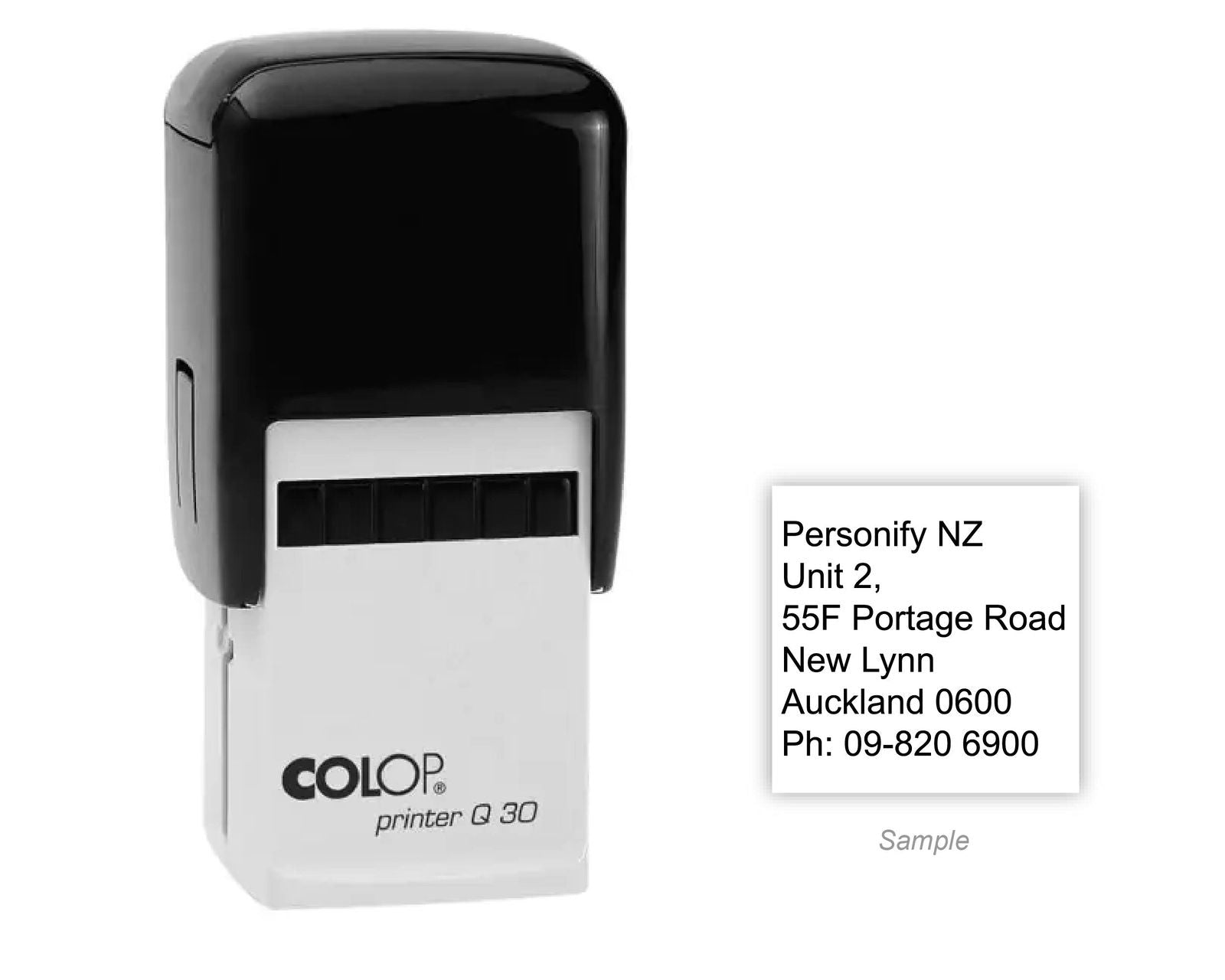 Self-Inking Rubber Stamp - Colop Q30 with sample impression