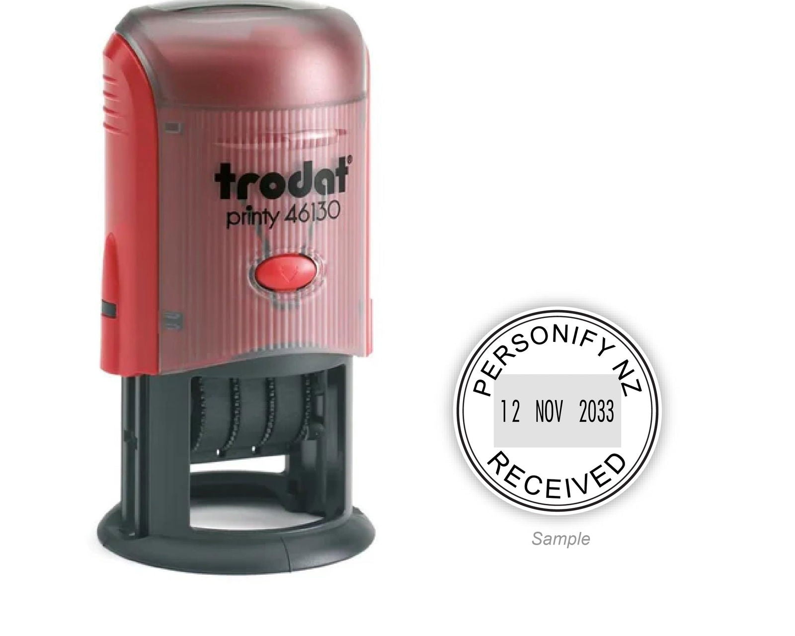 Self-Inking Rubber Stamp - Trodat 46130 - 30mm Diameter with sample impression